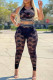 Black Fashion Sexy Solid Patchwork See-through O Neck Sleeveless Two Pieces