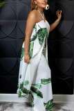 Green Fashion Sexy Bohemian Floral Printing Off the Shoulder Sleeveless Two Pieces