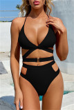 Brown Fashion Sexy Solid Hollowed Out Backless Swimwears (With Paddings)
