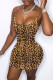Leopard Print Fashion Sexy Print Leopard Backless Spaghetti Strap Sleeveless Dress