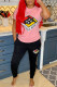 Pink Fashion Casual Print Basic O Neck Short Sleeve Two Pieces