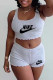 Light Gray Fashion Casual Print Letter U Neck Sleeveless Two Pieces