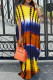Yellow Fashion Casual Print Tie Dye Basic O Neck Short Sleeve Dress