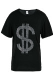 White Fashion Casual Solid Patchwork Hot Drill O Neck T-Shirts