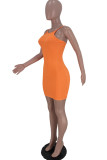 Pink Sexy Casual Solid Backless Spaghetti Strap Sleeveless Dress