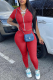 Red Casual Solid Patchwork Turndown Collar Short Sleeve Two Pieces