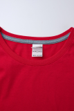 Red Fashion Street Butterfly Print Patchwork O Neck T-Shirts