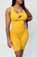 Yellow Fashion Casual Print Patchwork U Neck Sleeveless Two Pieces