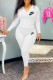 White Fashion Casual Print Patchwork Hooded Collar Long Sleeve Two Pieces