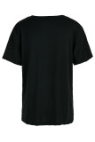 White Fashion Casual Solid Patchwork Hot Drill O Neck T-Shirts