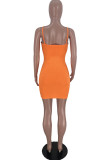 Pink Sexy Casual Solid Backless Spaghetti Strap Sleeveless Dress