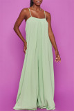 Green Sexy Casual Solid Split Joint Backless Spaghetti Strap Regular Jumpsuits
