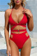Red Fashion Sexy Solid Hollowed Out Backless Swimwears (With Paddings)