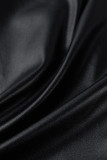 Black Fashion Sexy Solid Basic Long Sleeve Coat Three Piece Set