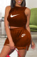 Brown Fashion Casual Print Patchwork O Neck Sleeveless Two Pieces