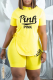 Yellow Casual Print Patchwork O Neck Short Sleeve Two Pieces