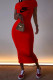 Red Fashion Elegant Print Letter O Neck One Step Skirt Dresses