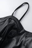 Black Fashion Sexy Solid Basic Long Sleeve Coat Three Piece Set