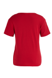Red Fashion Street Butterfly Print Patchwork O Neck T-Shirts