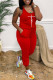 Red Fashion Casual Print Basic O Neck Regular Jumpsuits