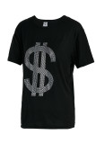 White Fashion Casual Solid Patchwork Hot Drill O Neck T-Shirts