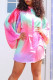 Colour Casual Street Print Patchwork Buckle Turndown Collar Shirt Dress Dresses