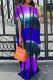 Purple Fashion Casual Print Tie Dye Basic O Neck Short Sleeve Dress