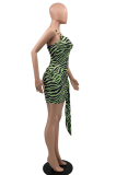 Red Sexy Print Patchwork Spaghetti Strap Irregular Dress Dresses