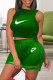 Green Fashion Casual Print Patchwork O Neck Sleeveless Two Pieces