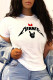 White Fashion Daily Print Patchwork Letter O Neck T-Shirts