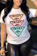 White Fashion Casual Print Patchwork Letter O Neck T-Shirts