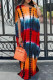 Orange Fashion Casual Print Tie Dye Basic O Neck Short Sleeve Dress