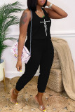 Red Fashion Casual Print Basic O Neck Regular Jumpsuits