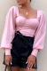 Pink Sexy Solid Patchwork Square Collar Tops
