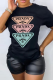 Black Fashion Casual Print Patchwork Letter O Neck T-Shirts