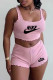 Pink Fashion Casual Print Letter U Neck Sleeveless Two Pieces