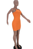 Pink Sexy Casual Solid Backless Spaghetti Strap Sleeveless Dress