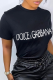 Black Fashion Street Print Patchwork Letter O Neck T-Shirts