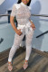 White Sexy Solid Patchwork See-through Half A Turtleneck Short Sleeve Two Pieces