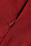 Red Fashion Solid Patchwork With Bow O Neck Evening Dress
