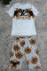 Orange Fashion Casual Print Letter O Neck Short Sleeve Two Pieces
