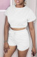 White Fashion Casual Solid Bandage Backless O Neck Short Sleeve Two Pieces
