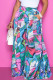 Colorful Blue Casual Street Print Patchwork Loose High Waist Wide Leg Full Print Bottoms