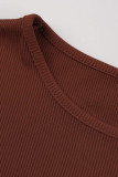 Coffee Sexy Solid Patchwork Slit Fold O Neck Straight Dresses
