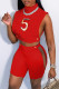 Red Fashion Sexy Print Hollowed Out Turtleneck Sleeveless Two Pieces