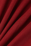 Red Fashion Solid Patchwork With Bow O Neck Evening Dress