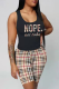 Yellow Casual Print Patchwork Letter U Neck Sleeveless Two Pieces