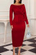 Red Fashion Solid Patchwork With Bow O Neck Evening Dress