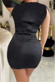 Apricot Fashion Sexy Patchwork See-through O Neck Long Sleeve Dresses