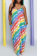 Multi-color Sexy Casual Print Backless Spaghetti Strap Long Dress